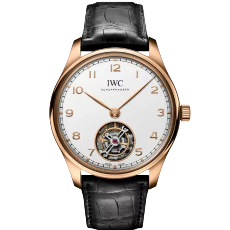 PORTUGIESER HAND-WOUND TOURBILLON 42 MM ARMOR GOLD WITH WHITE DIAL - IWC
