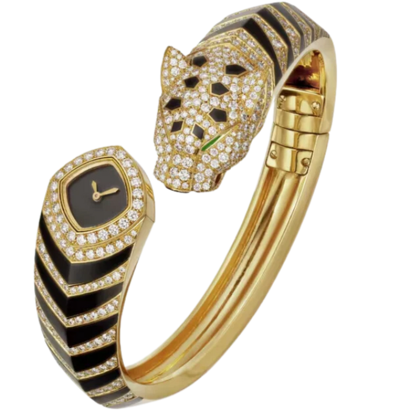 LA PANTHERE DE CARTIER BANGLE 18 MM YELLOW GOLD WITH BLACK LACQUER DIAL SIZE 18 - Cartier