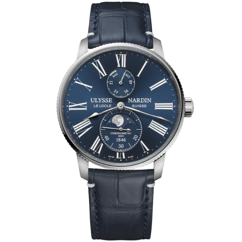 MARINE TORPILLEUR MOONPHASE 42 MM STAINLESS STEEL WITH BLUE DIAL - Ulysse Nardin