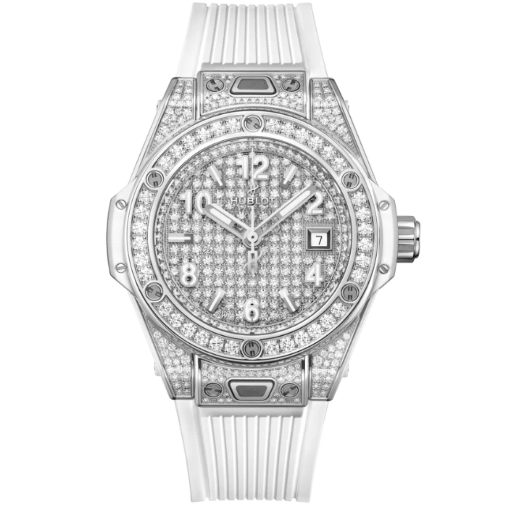 Big Bang 33mm ONE CLICK STEEL WHITE FULL PAVÉ - Hublot