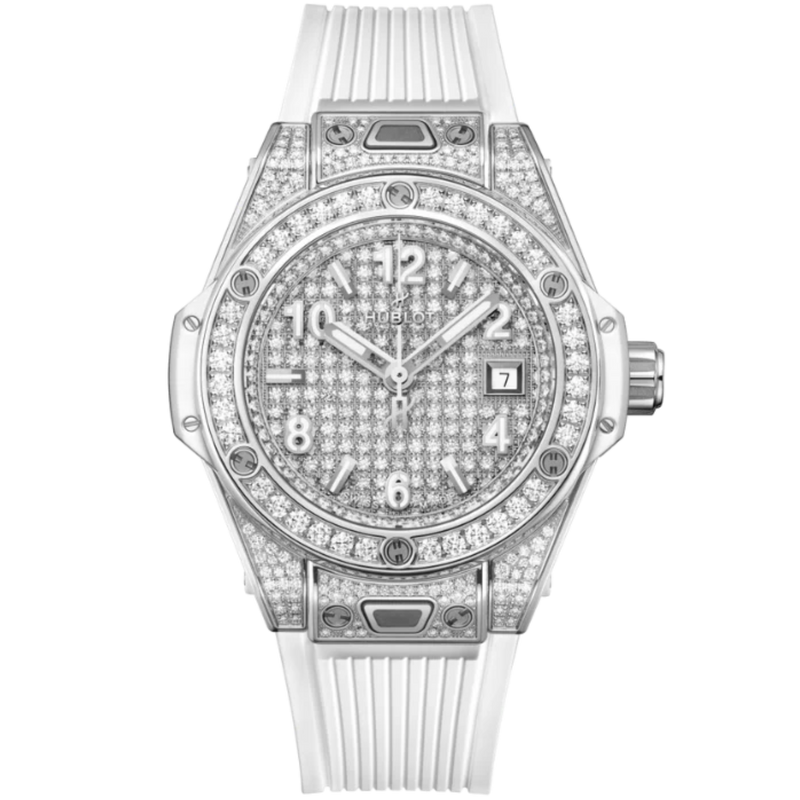 Big Bang 33mm ONE CLICK STEEL WHITE FULL PAVÉ - Hublot