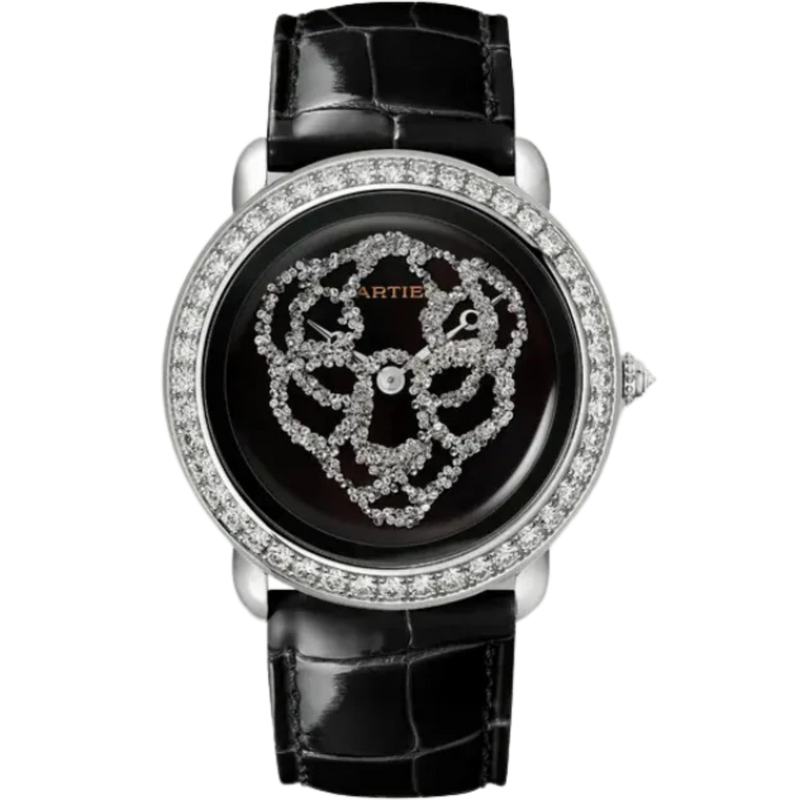 REVELATION D'UNE PANTHERE 37 MM RHODIUMIZED 18K WHITE GOLD WITH BLACK LACQUER DIAL - Cartier