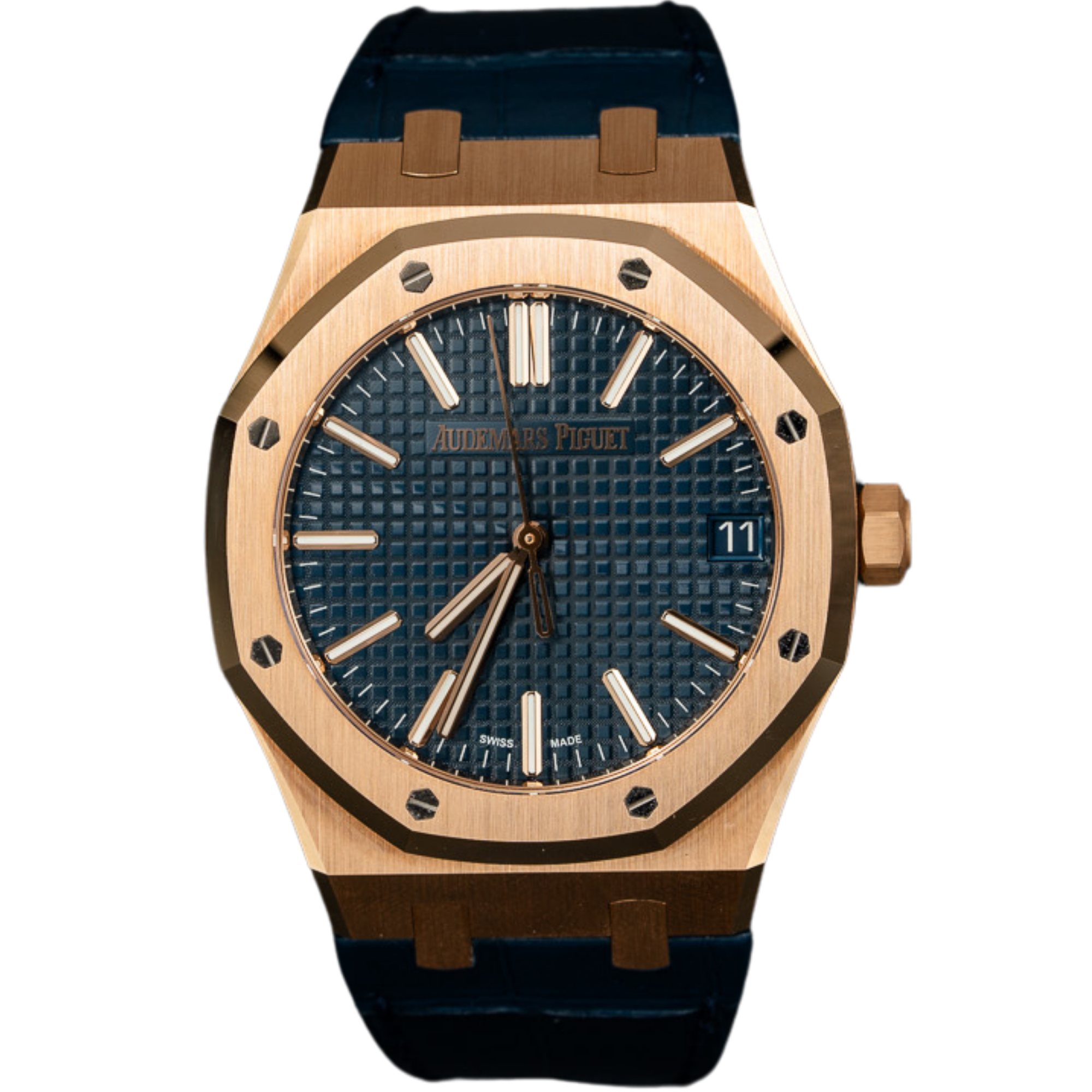 Audemars Piguet Royal Oak Ref. 15510OR.OO.1320OR.03 41MM Rose Gold Blue Dial (Converted to Leather) - Audemars Piguet