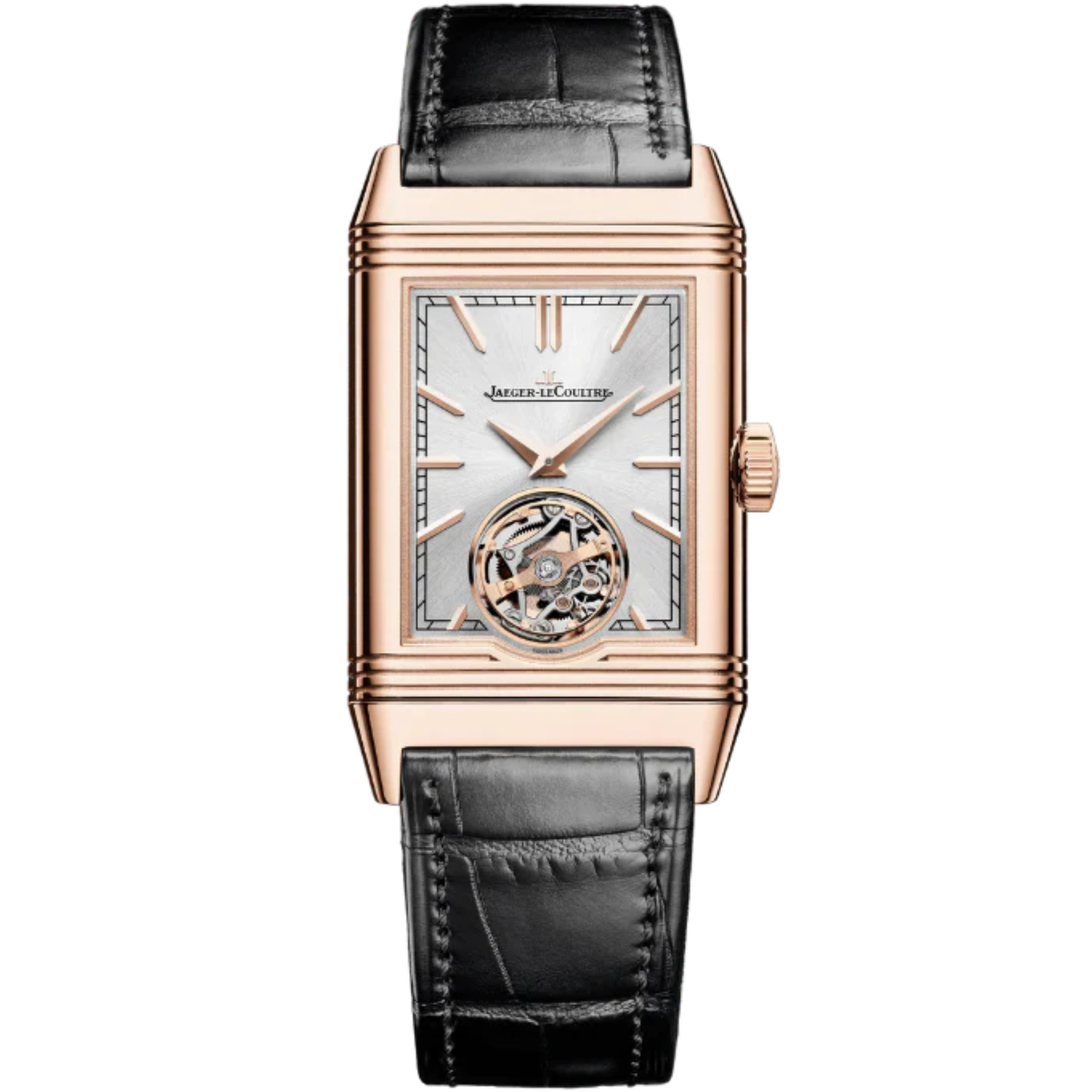 REVERSO TRIBUTE DUOFACE TOURBILLON 46 MM 18K ROSE GOLD WITH  SILVER GREY SUNRAY BRUSHED AND BLACK SUNRAY BRUSHED DIAL - Jaeger-LeCoultre