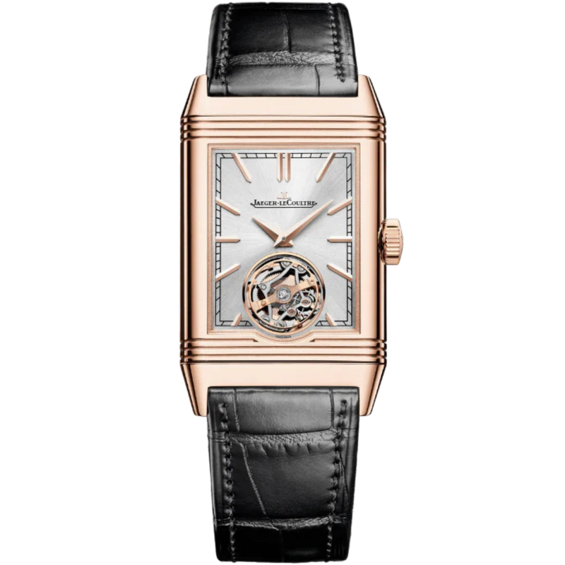 REVERSO TRIBUTE DUOFACE TOURBILLON 46 MM 18K ROSE GOLD WITH  SILVER GREY SUNRAY BRUSHED AND BLACK SUNRAY BRUSHED DIAL - Jaeger-LeCoultre