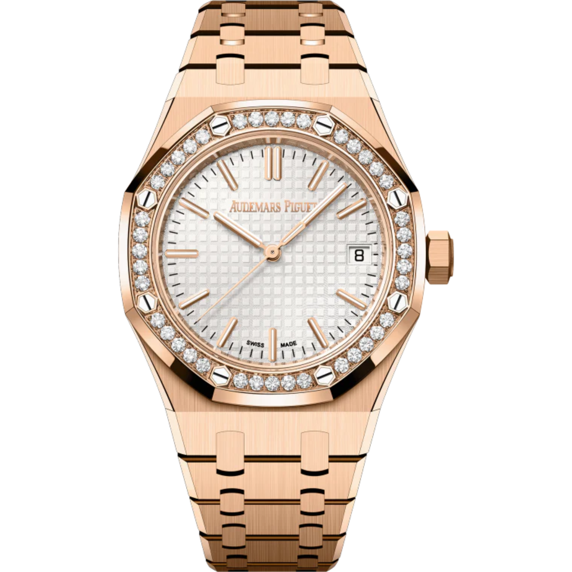 Audemars Piguet Royal Oak Ref. 15551OR.ZZ.1356OR.04 37mm Rose Gold White Dial With Diamond Bezel - Audemars Piguet