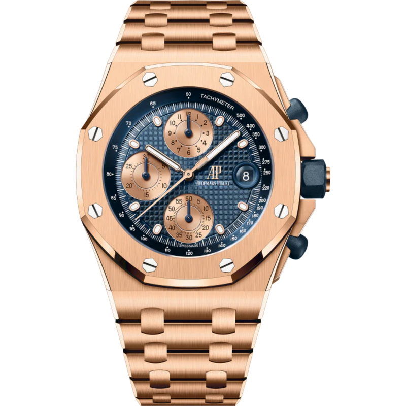 Audemars Piguet Royal Oak Offshore Ref. 26238OR.OO.2000OR.01 Rose Gold Blue Dial Chronograph - Audemars Piguet