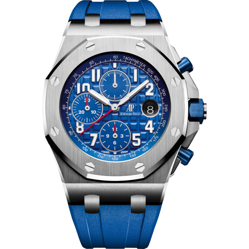Royal Oak Offshore Selfwinding Chronograph 42MM Blue Rubber Strap Blue Dial With Méga Tapisserie Pattern Stainless Steel Case - Audemars Piguet