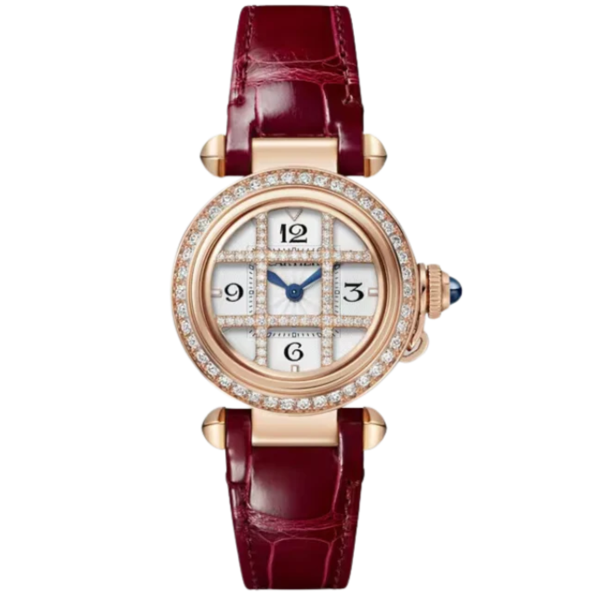 PASHA DE CARTIER 30 MM ROSE GOLD WITH REMOVABLE GRID AND OPALINE FLINQUE DIAL - Cartier