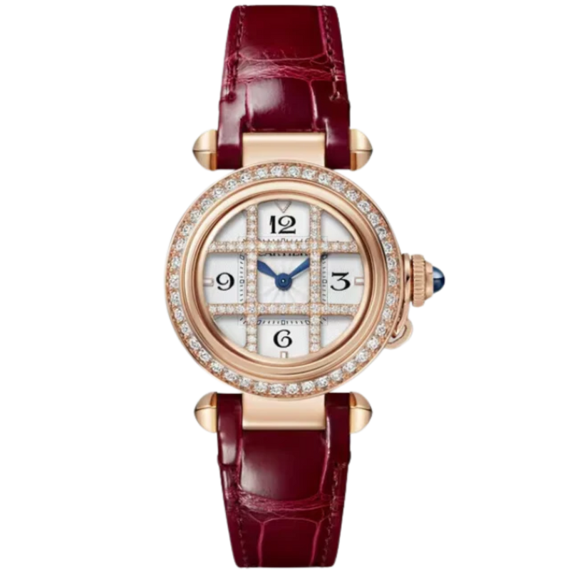 PASHA DE CARTIER 30 MM ROSE GOLD WITH REMOVABLE GRID AND OPALINE FLINQUE DIAL - Cartier