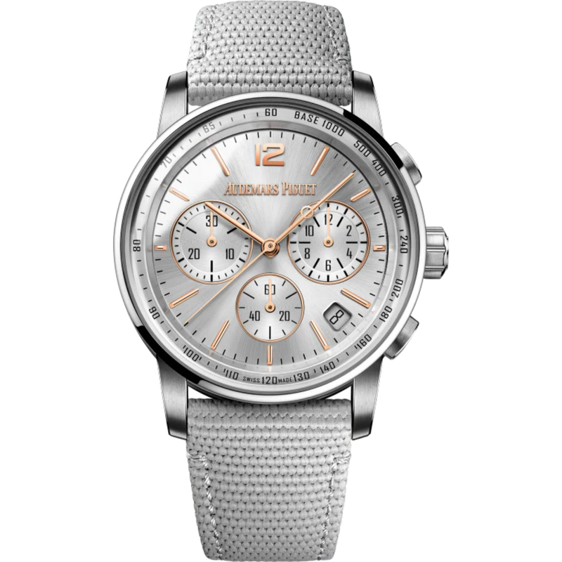 Code 11.59 by Audemars Piguet 41mm Grey Rubber-Coated Strap Grey Lacquered Dial White Gold Bezel - Audemars Piguet
