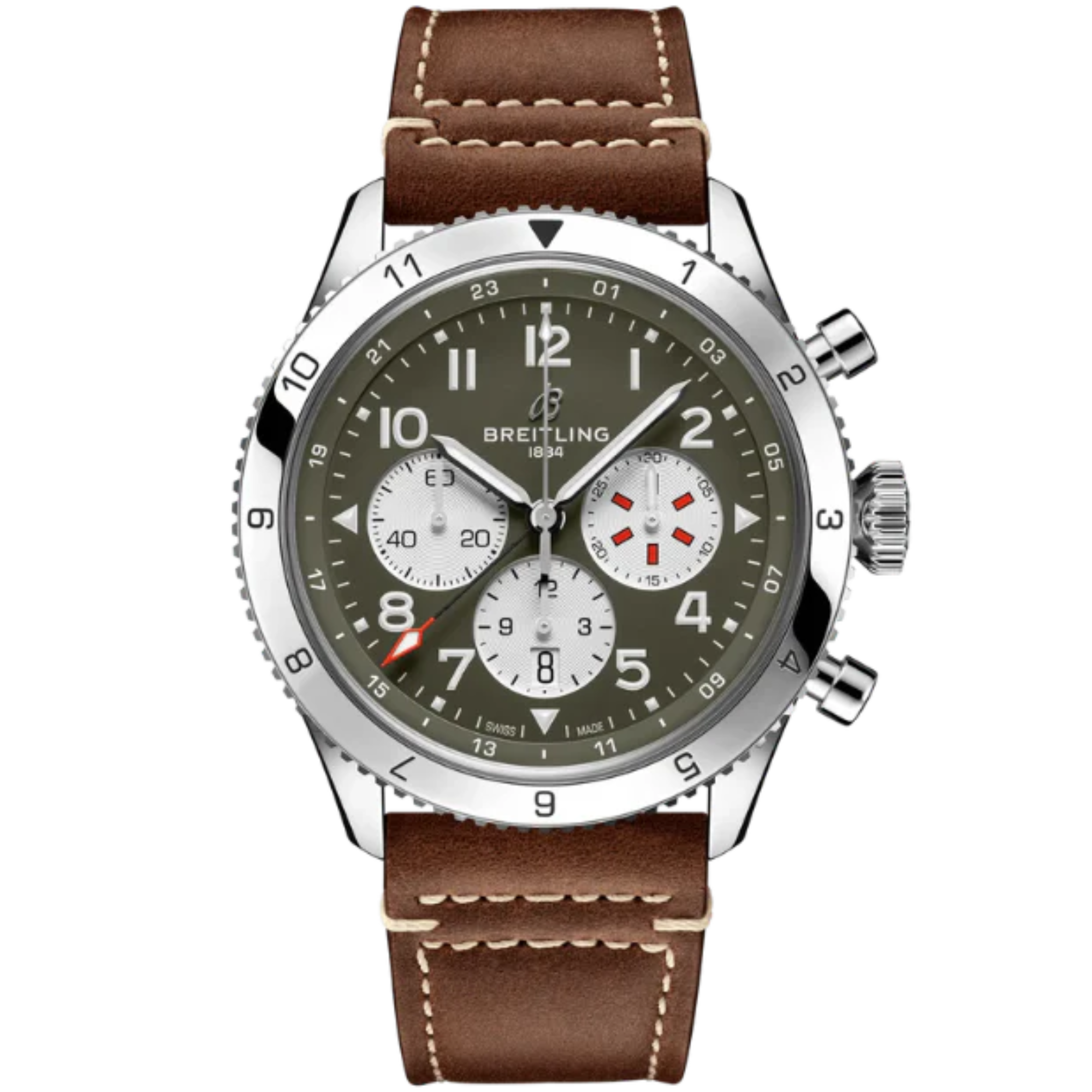 SUPER AVI B04 CHRONOGRAPH GMT CURTISS WARHAWK 46 MM STAINLESS STEEL WITH GREEN DIAL - Breitling