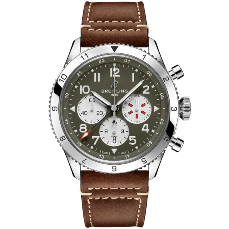 SUPER AVI B04 CHRONOGRAPH GMT CURTISS WARHAWK 46 MM STAINLESS STEEL WITH GREEN DIAL - Breitling