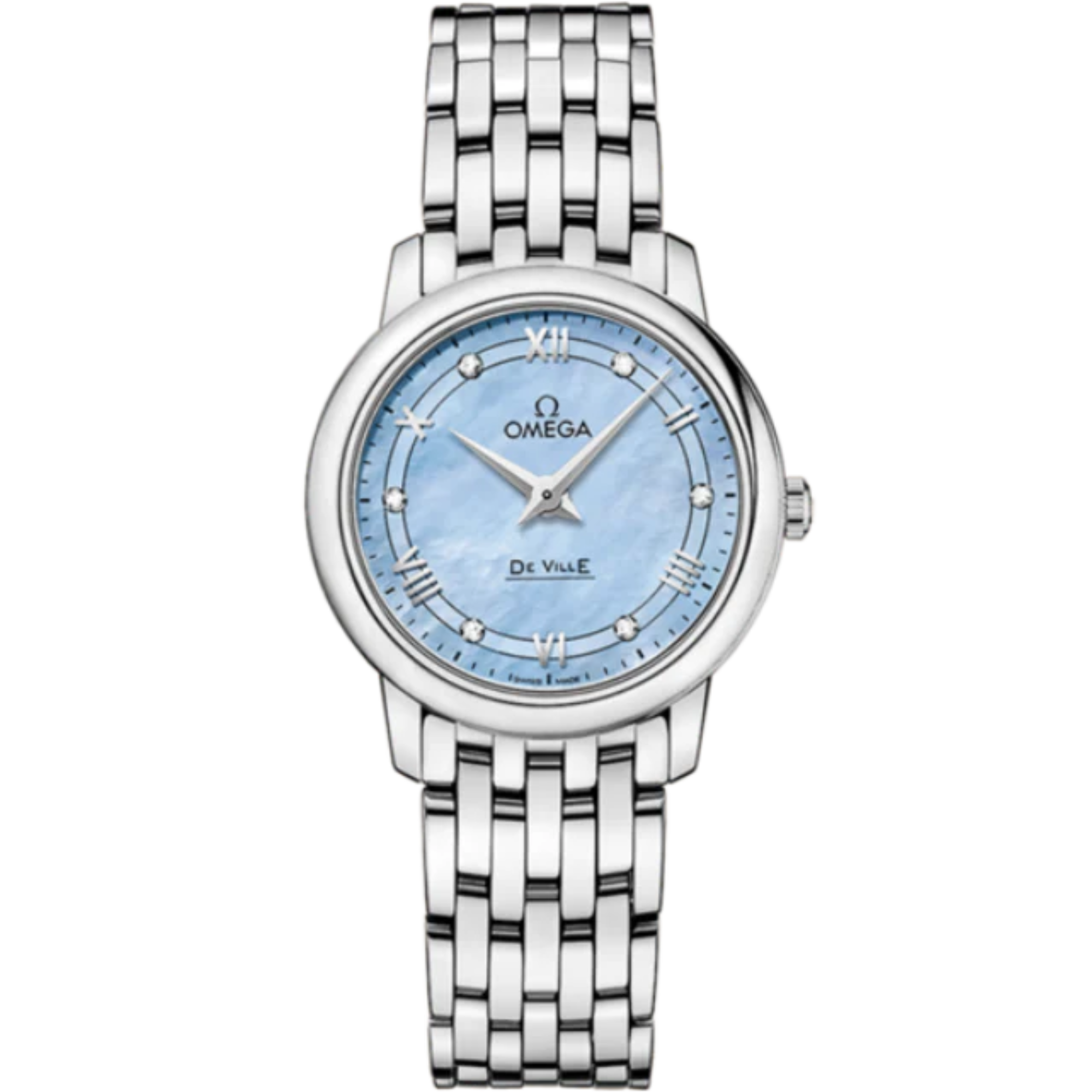DE VILLE PRESTIGE 27 MM STAINLESS STEEL WITH BLUE MOTHER OF PEARL DIAL - Omega