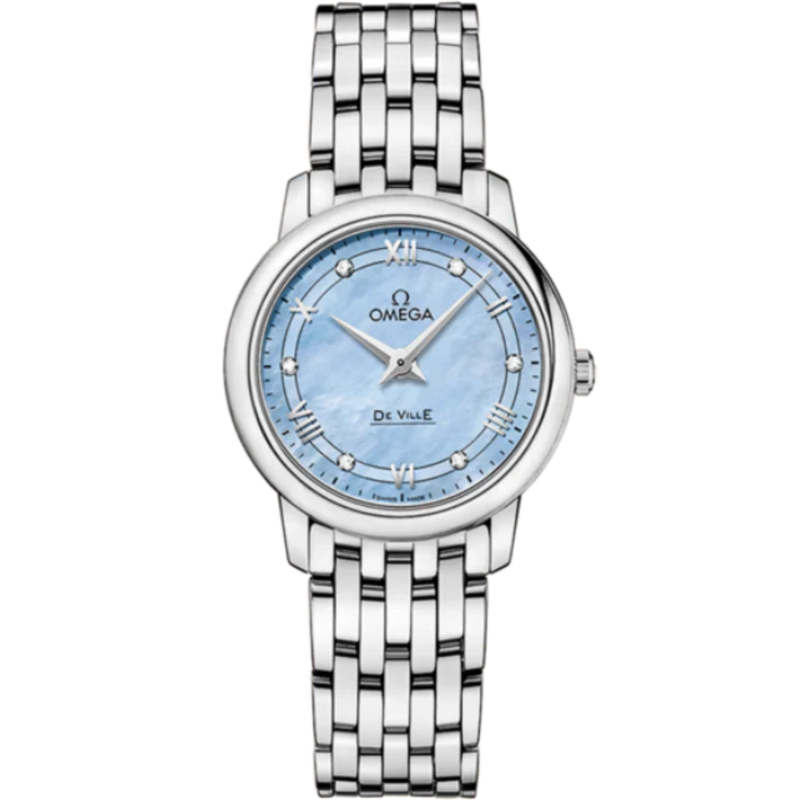 DE VILLE PRESTIGE 27 MM STAINLESS STEEL WITH BLUE MOTHER OF PEARL DIAL - Omega