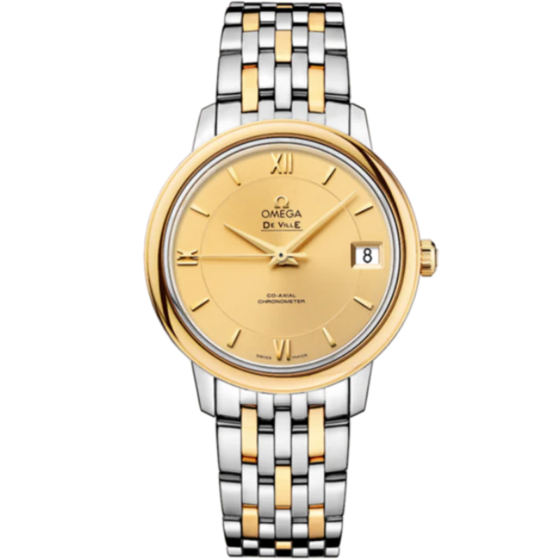 DE VILLE PRESTIGE 33 MM STAINLESS STEEL - YELLOW GOLD WITH YELLOW DIAL - Omega