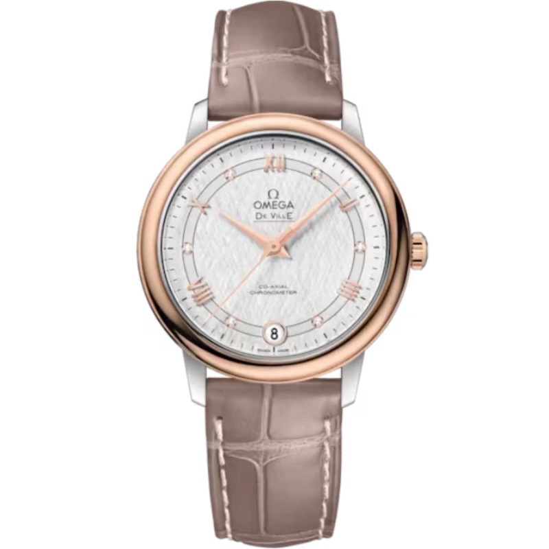 DE VILLE PRESTIGE 33 MM STAINLESS STEEL - RED GOLD WITH SILVER DIAL - Omega