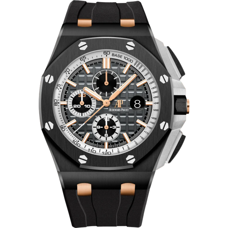 Royal Oak Offshore Selfwinding Chronograph 44MM Black Rubber Strap Slate Grey Dial With Méga Tapisserie Pattern Black Ceramic Bezel - Audemars Piguet