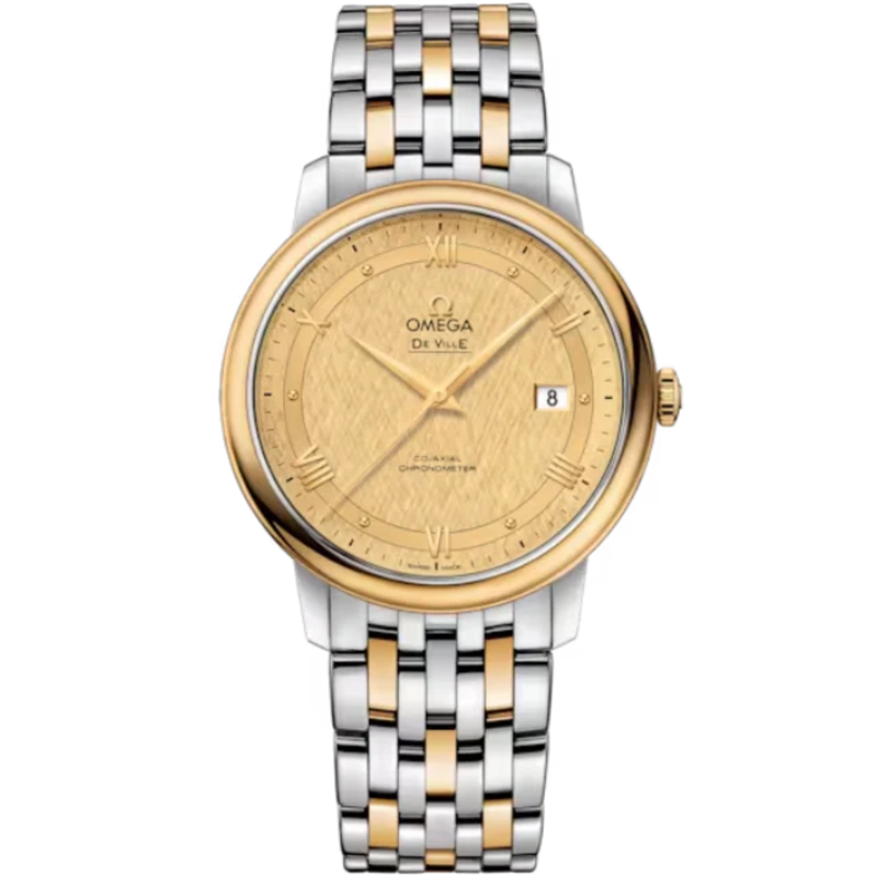 DE VILLE PRESTIGE 39 MM STAINLESS STEEL - YELLOW GOLD WITH YELLOW DIAL - Omega