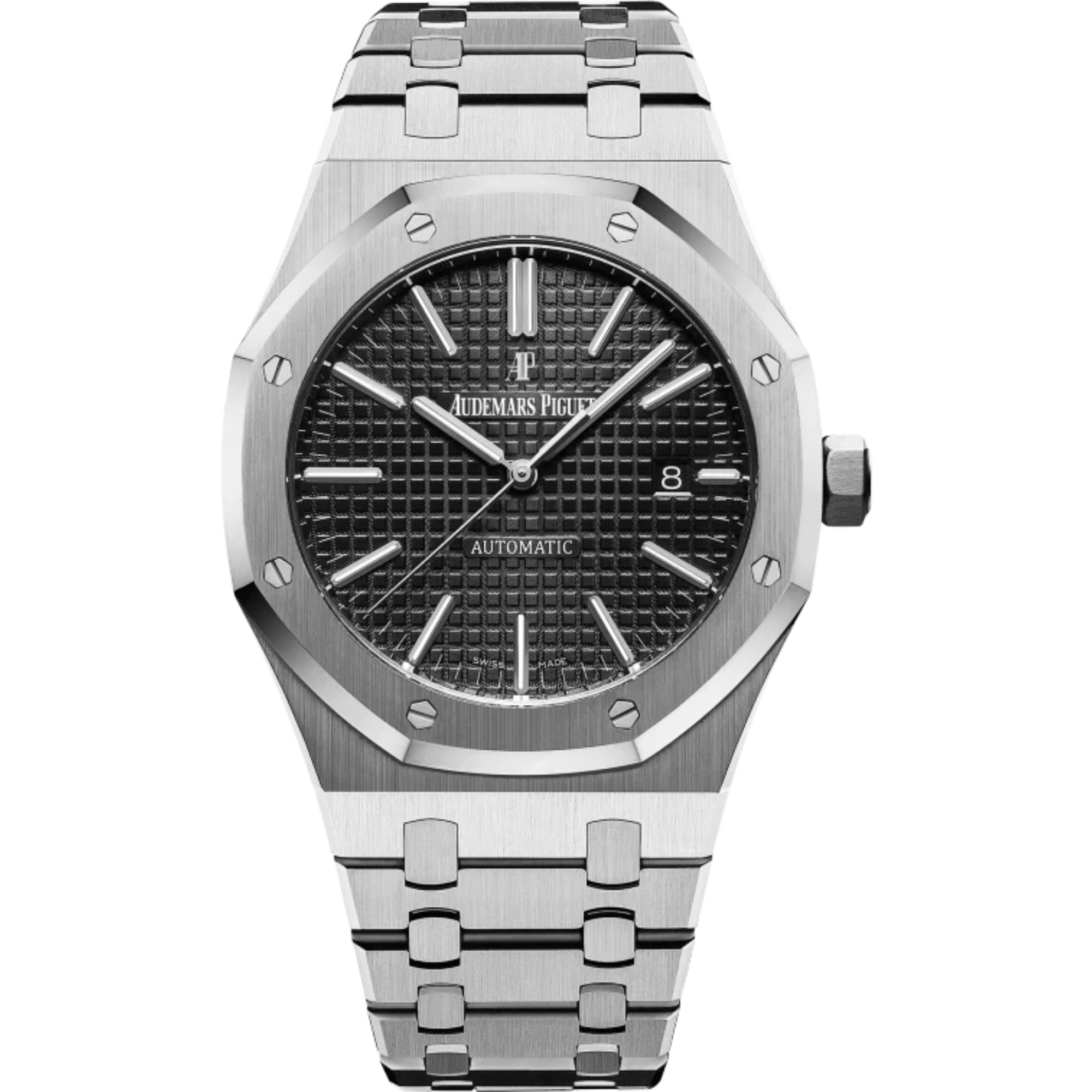 Royal Oak Selfwinding 41MM Stainless Steel Bracelet Black Dial With Grande Tapisserie Pattern Stainless Steel Case - Audemars Piguet