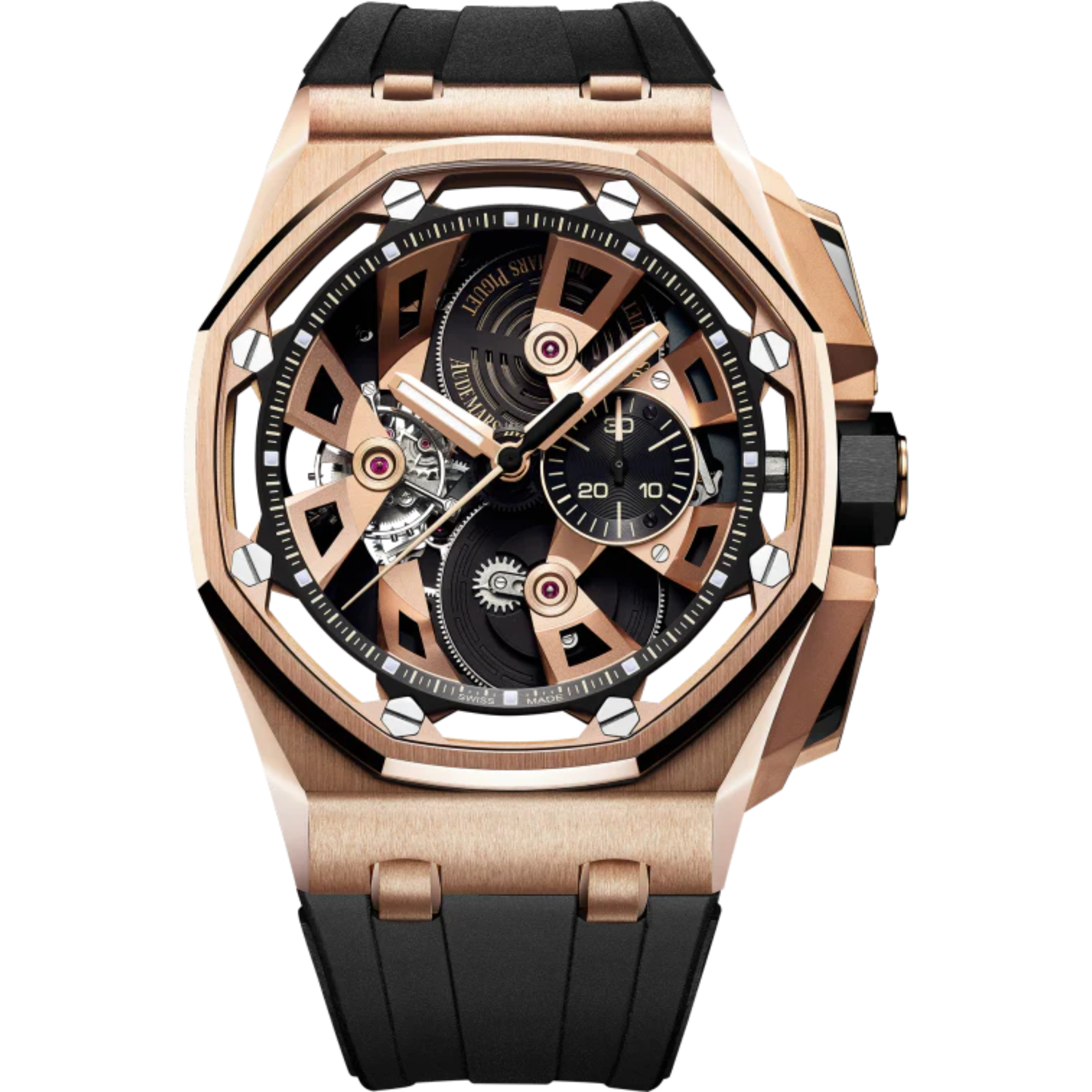 Royal Oak Offshore Tourbillon Chronograph 45MM Black Rubber Strap Black Dial 18-Carat Pink Gold Case Pink Gold Bezel - Audemars Piguet