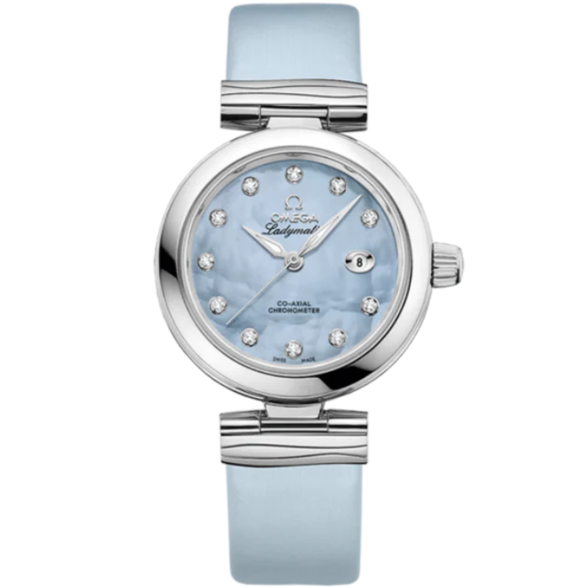DE VILLE LADYMATIC 34 MM STAINLESS STEEL WITH BLUE MOTHER OF PEARL DIAL - Omega