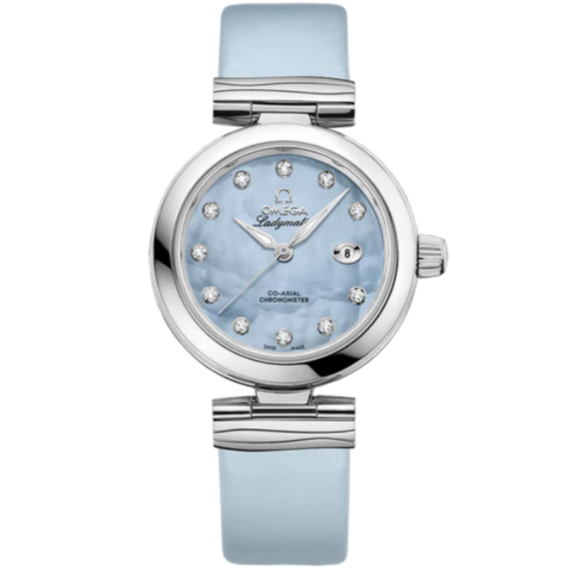DE VILLE LADYMATIC 34 MM STAINLESS STEEL WITH BLUE MOTHER OF PEARL DIAL - Omega