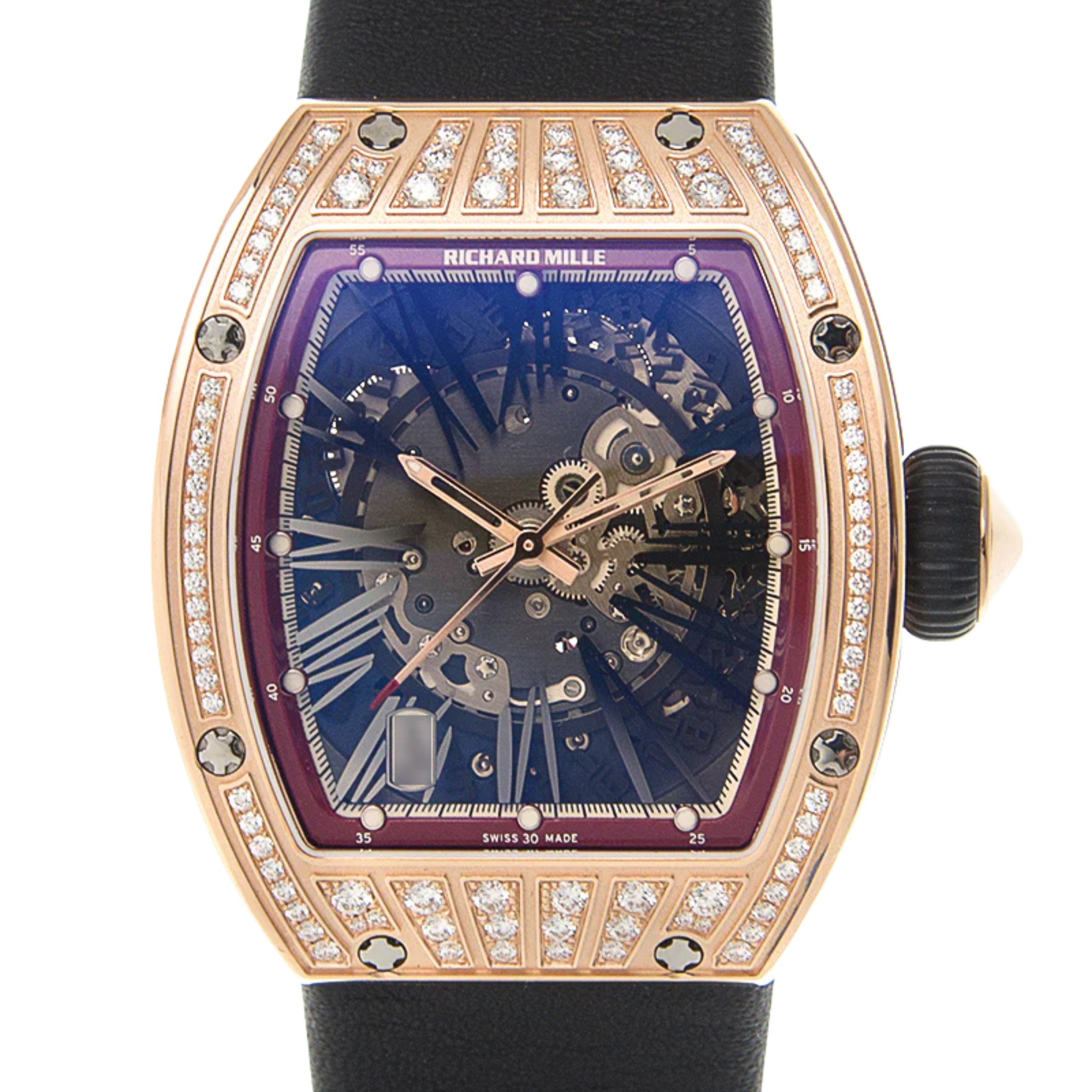 RM 023 Rose Gold Diamond Set Rubber Strap Rose Gold Diamond Set Case - Richard Mille