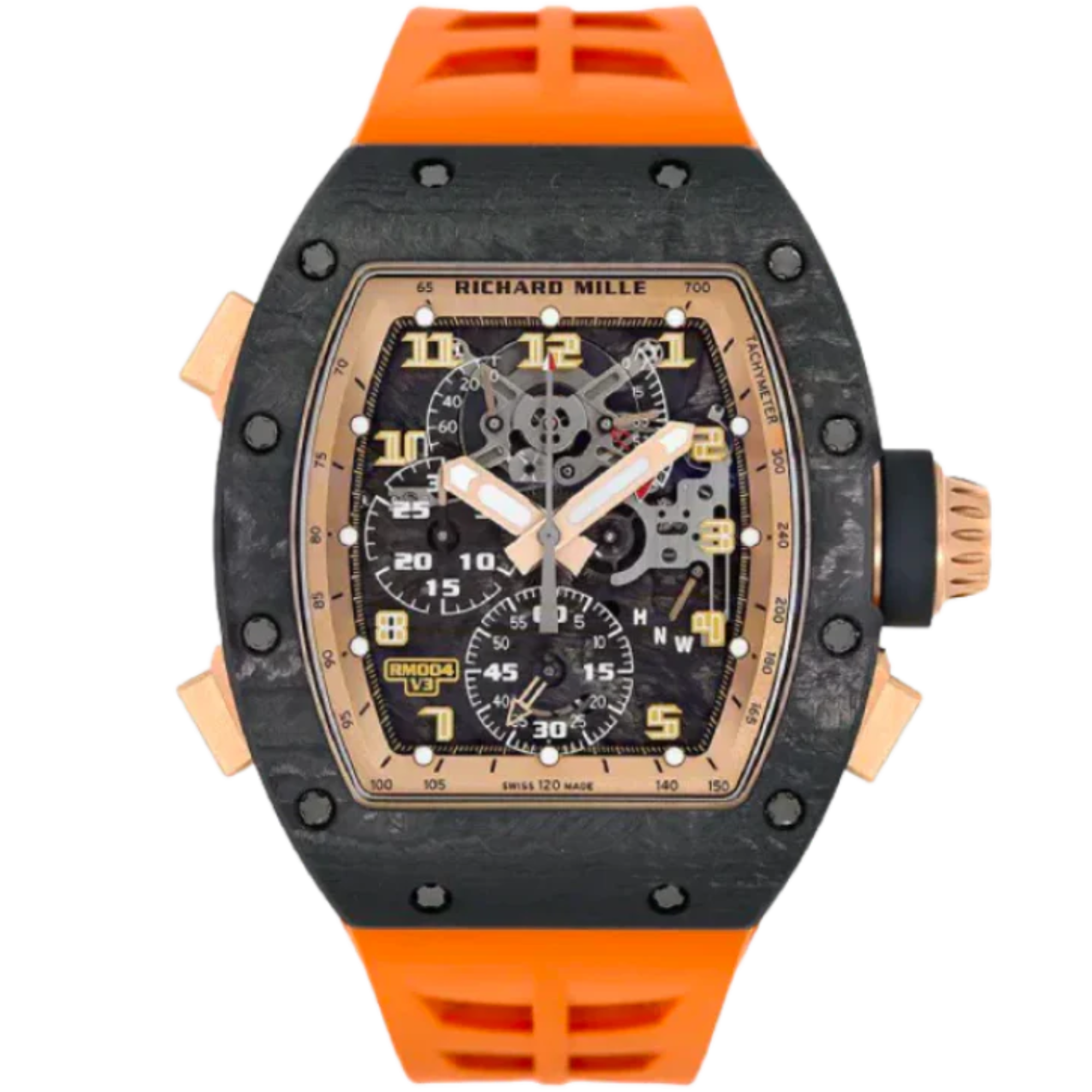 RM 004-V3 Split-Seconds Chronograph Asia Edition Orange Strap Carbon-Fiber Case - Richard Mille