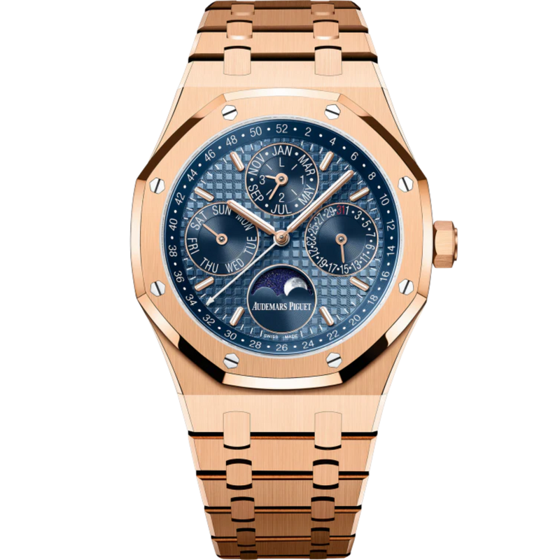 Royal Oak Perpetual Calendar 41MM 18-Carat Pink Gold Bracelet Blue Dial 18-Carat Pink Gold Case - Audemars Piguet