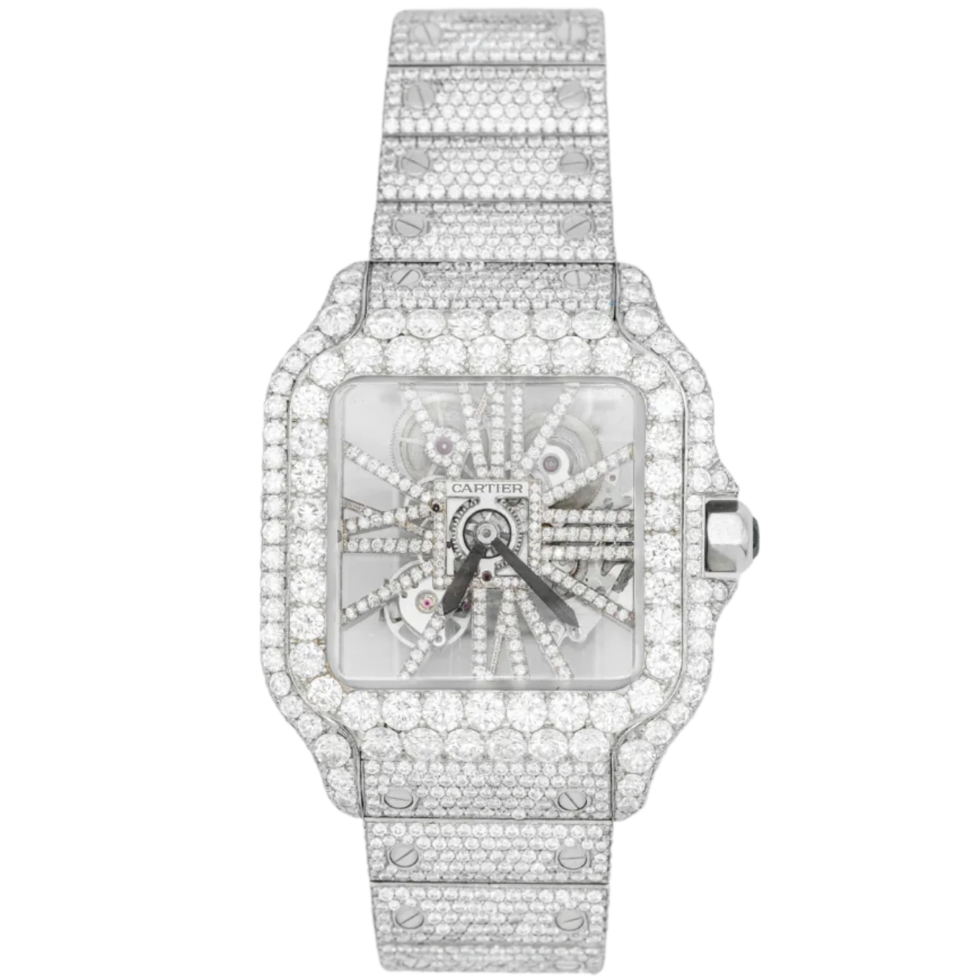 Cartier WHSA0015 Stainless Steel Santos Skeleton Bustdown - Cartier