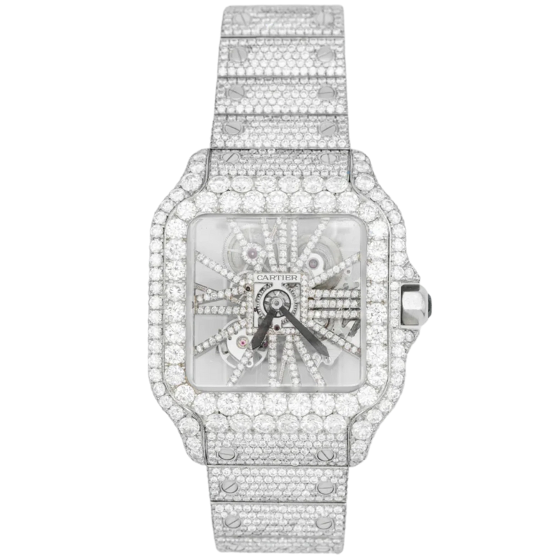 Cartier WHSA0015 Stainless Steel Santos Skeleton Bustdown - Cartier