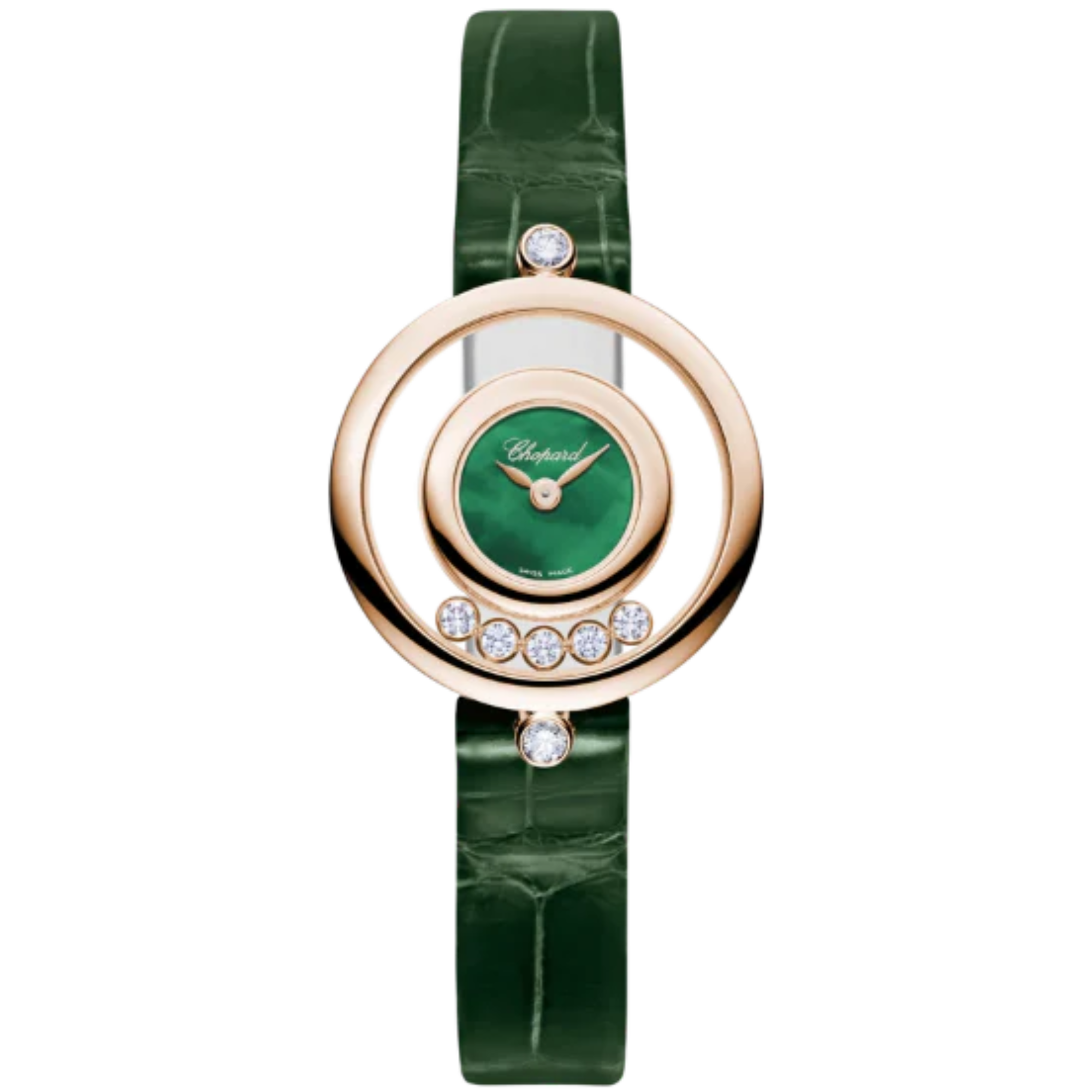 HAPPY DIAMONDS ICONS 26 MM ETHICAL ROSE GOLD WITH GREEN MOTHER OF PEARL DIAL - Chopard
