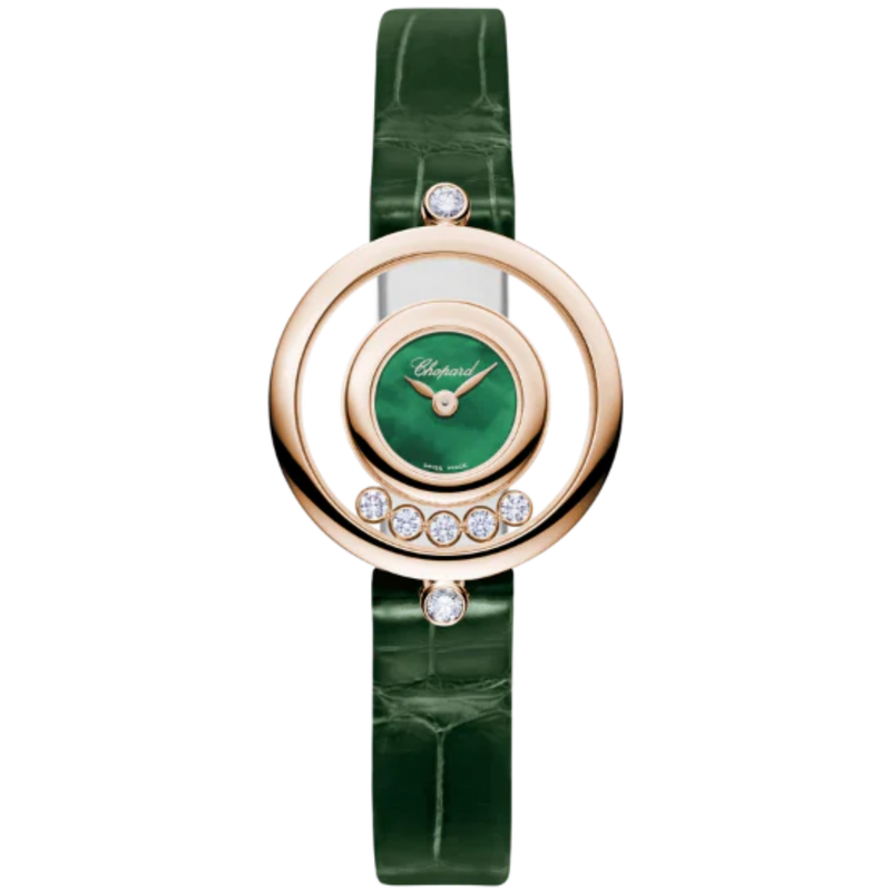 HAPPY DIAMONDS ICONS 26 MM ETHICAL ROSE GOLD WITH GREEN MOTHER OF PEARL DIAL - Chopard