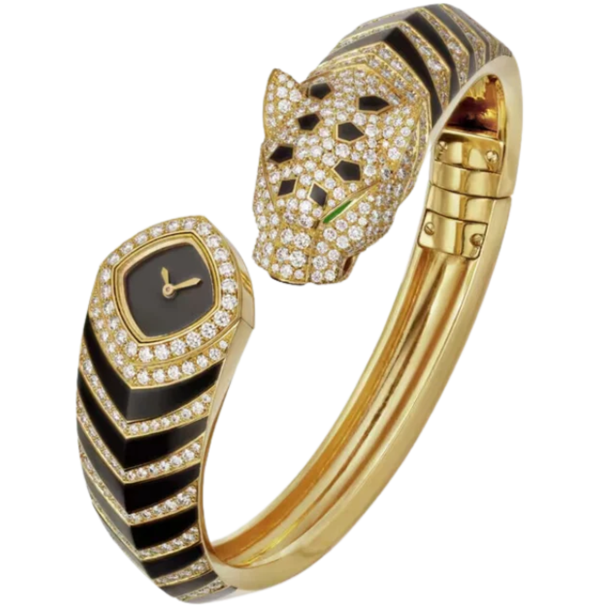 LA PANTHERE DE CARTIER BANGLE 18 MM YELLOW GOLD WITH DARK LACQUER DIAL SIZE 16 - Cartier