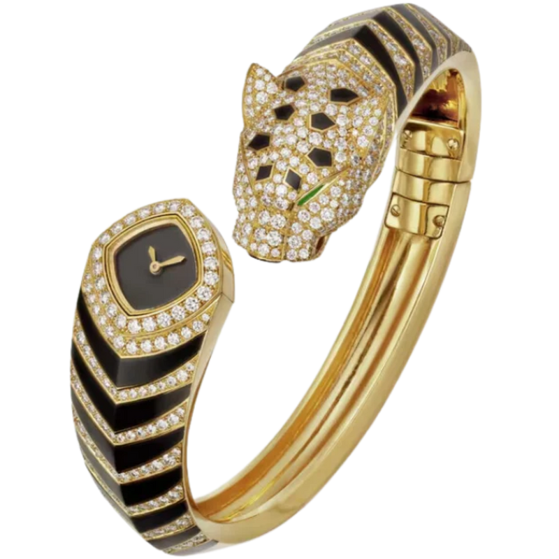 LA PANTHERE DE CARTIER BANGLE 18 MM YELLOW GOLD WITH DARK LACQUER DIAL SIZE 16 - Cartier