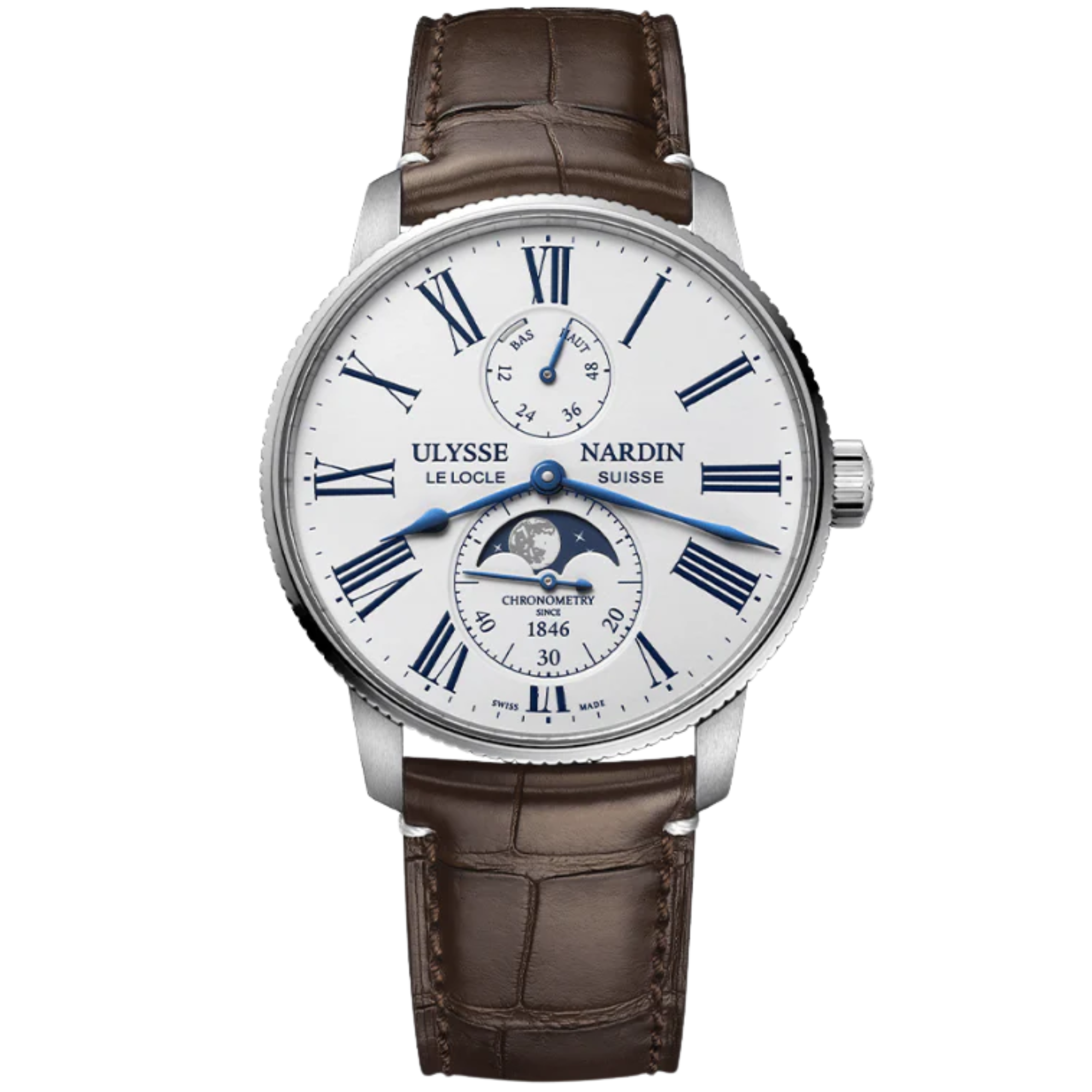 TORPILLEUR MOONPHASE 42 MM STAINLESS STEEL WITH WHITE DIAL - Ulysse Nardin