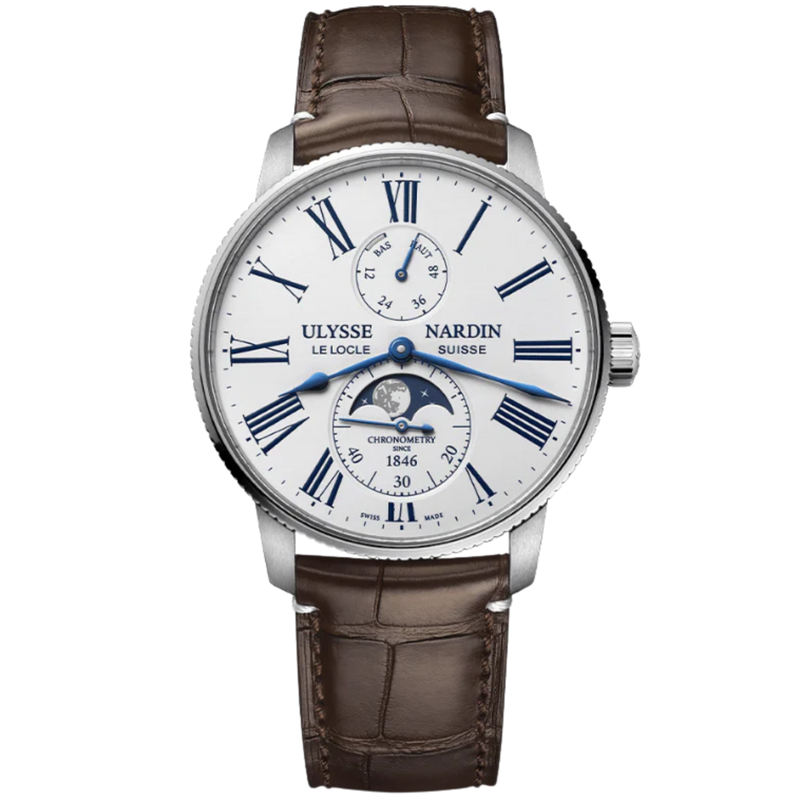 TORPILLEUR MOONPHASE 42 MM STAINLESS STEEL WITH WHITE DIAL - Ulysse Nardin