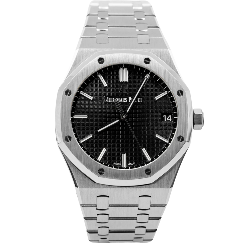 Royal Oak Selfwinding 41MM Stainless Steel Bracelet Black Dial With Grande Tapisserie Pattern Stainless Steel Case - Audemars Piguet