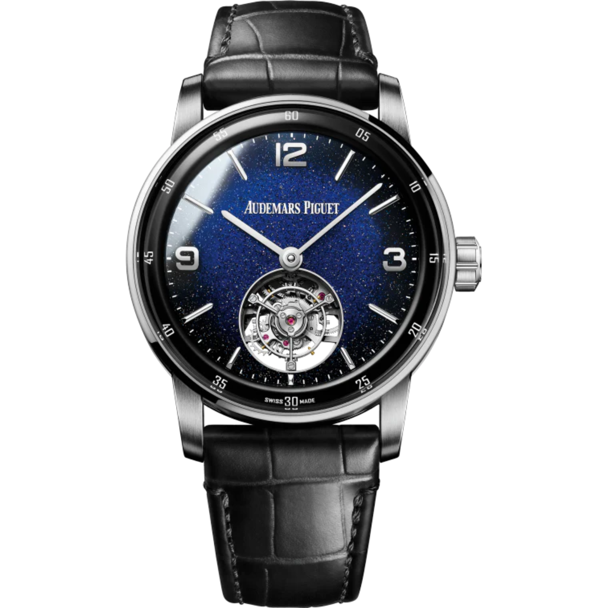 Code 11.59 by Audemars Piguet 41mm Black Alligator Strap Blue Aventurine Enamel Dial Black Lacquered Inner Bezel - Audemars Piguet