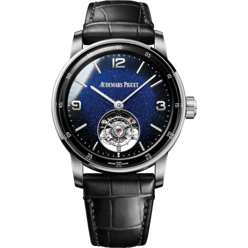 Code 11.59 by Audemars Piguet 41mm Black Alligator Strap Blue Aventurine Enamel Dial Black Lacquered Inner Bezel - Audemars Piguet