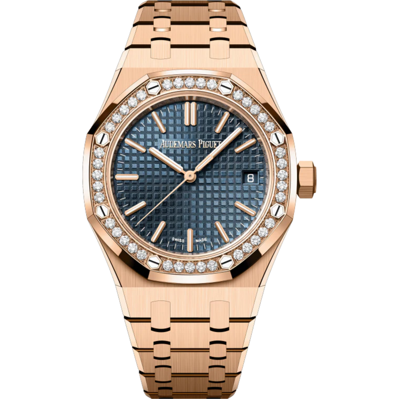 Royal Oak Selfwinding 37MM 18-Carat Pink Gold Bracelet Bleu Nuit Nuage 50 Dial With Grande Tapisserie Pattern 18-Carat Pink Gold Case - Audemars Piguet