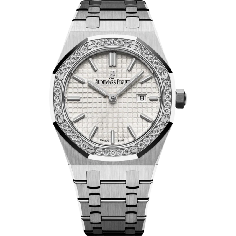 Royal Oak Quartz 33MM Stainless Steel Bracelet Silver-Toned Dial With Grande Tapisserie Pattern Stainless Steel Case Diamond-Set Bezel - Audemars Piguet