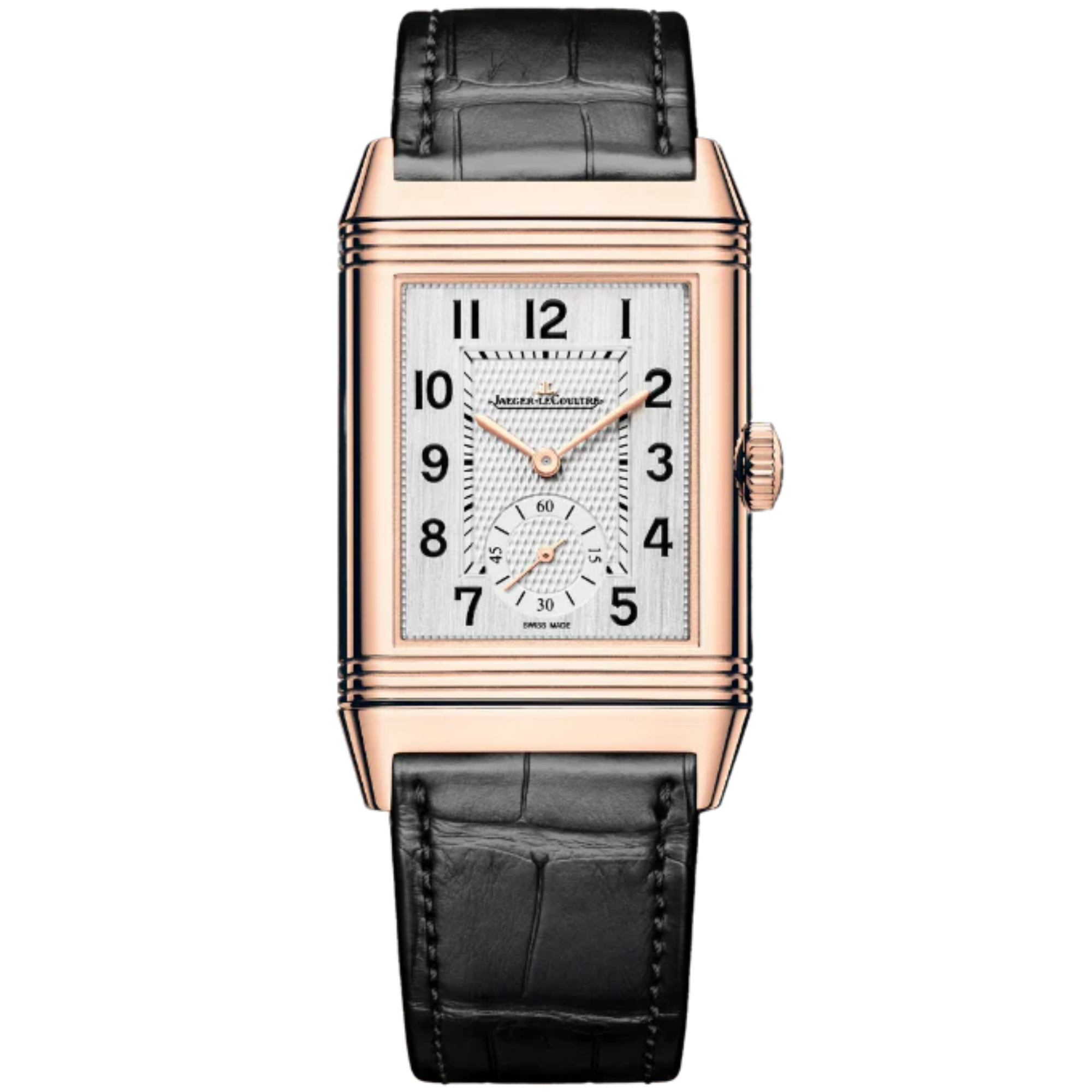 REVERSO CLASSIC DUOFACE SMALL SECONDS 47 MM 18K ROSE GOLD WITH SILVER GREY AND BLACK GUILLOCHE DIAL - Jaeger-LeCoultre