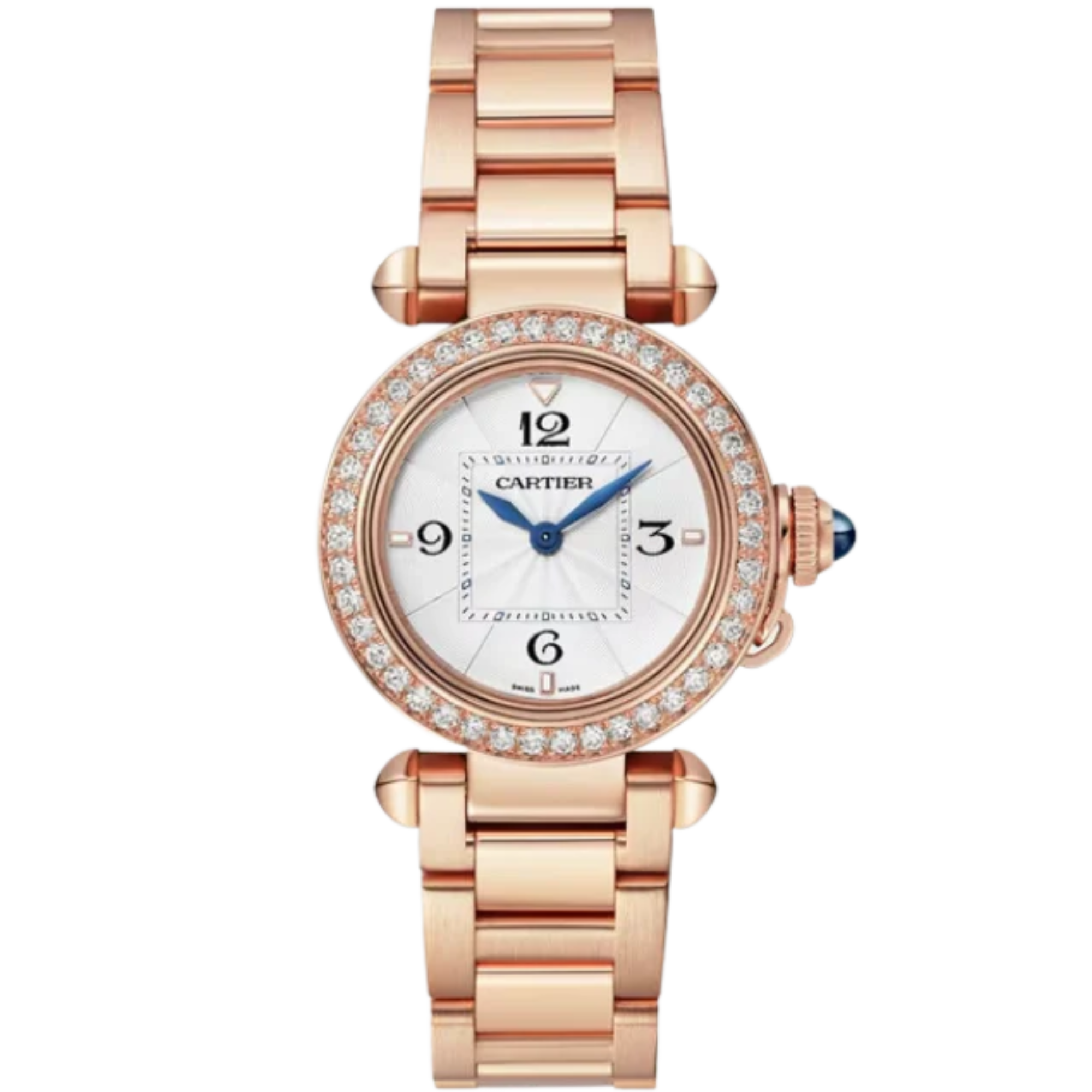 PASHA DE CARTIER 30 MM 18K ROSE GOLD WITH OPALINE FLINQUE DIAL - Cartier