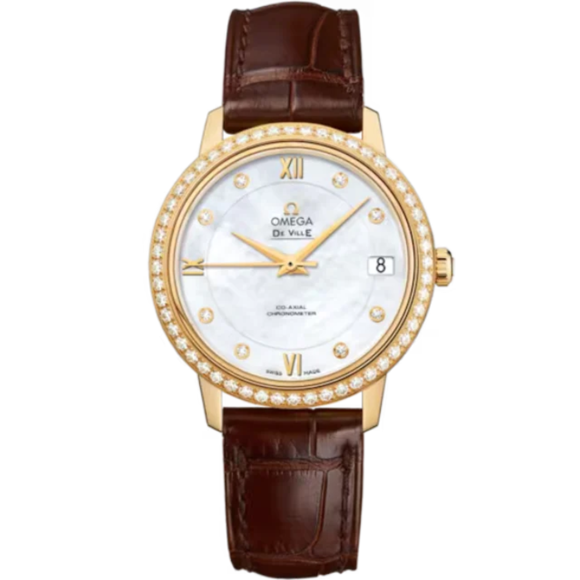 DE VILLE PRESTIGE 33 MM YELLOW GOLD WITH MOTHER OF PEARL DIAL - Omega