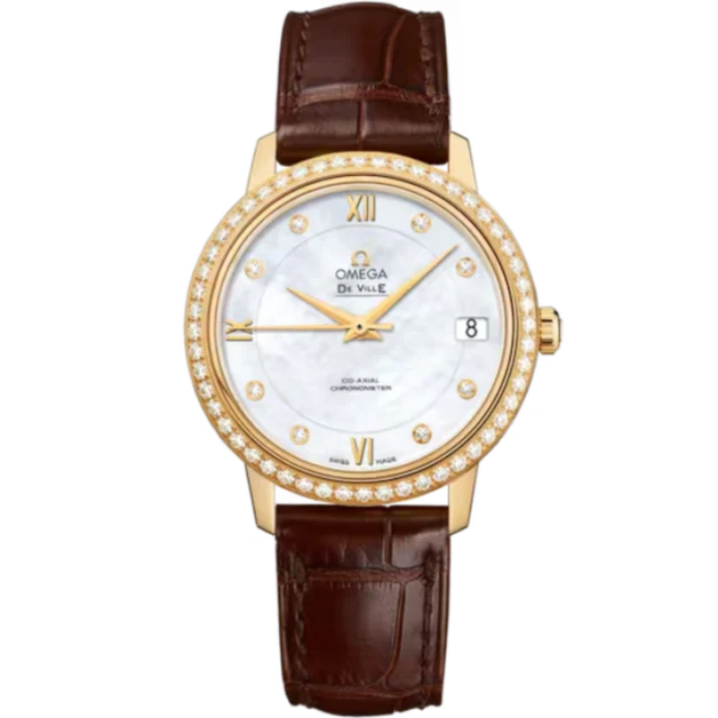 DE VILLE PRESTIGE 33 MM YELLOW GOLD WITH MOTHER OF PEARL DIAL - Omega