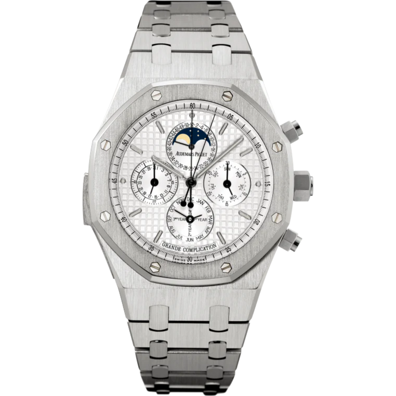 Royal Oak Grande Complication 44MM 18-Carat White Gold Bracelet Silver-Toned Dial With Grande Tapisserie Pattern 18-Carat White Gold Case - Audemars Piguet