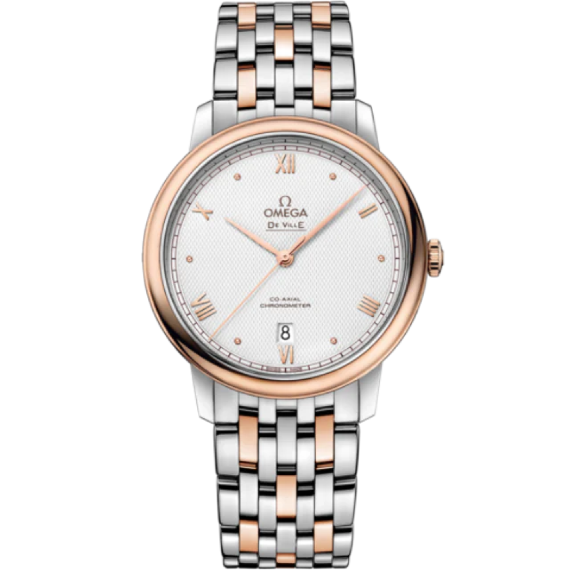 DE VILLE PRESTIGE 39 MM STAINLESS STEEL - RED GOLD WITH GREY DIAL - Omega