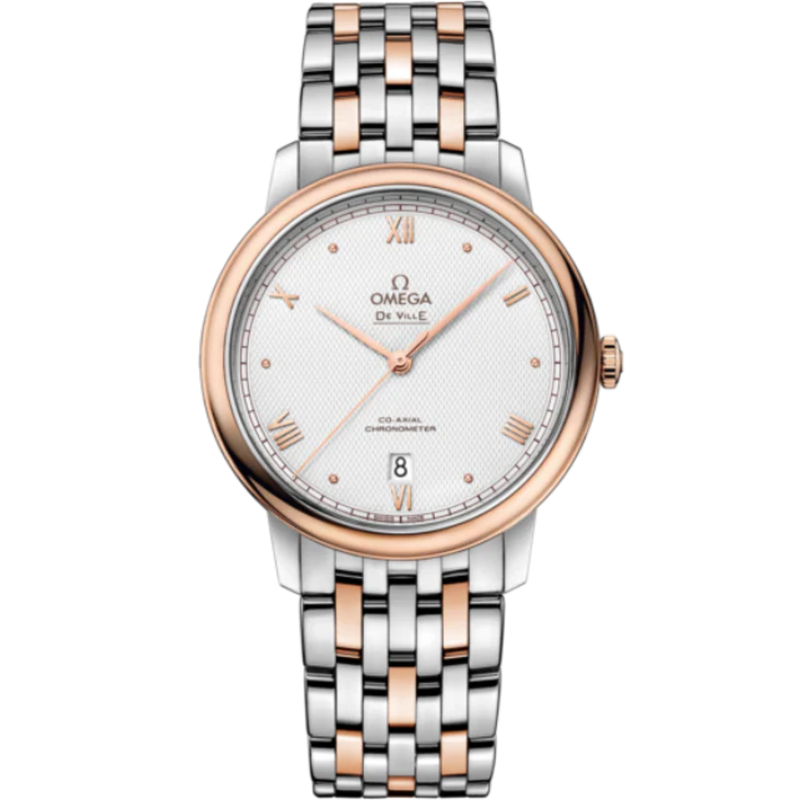 DE VILLE PRESTIGE 39 MM STAINLESS STEEL - RED GOLD WITH GREY DIAL - Omega